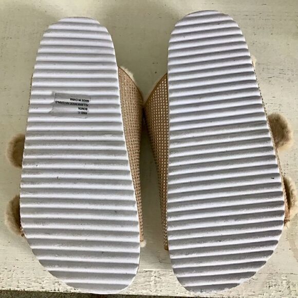 Dolce Vita Bonita Fuzzy Footbed Rhinestone Slippers Sandals Tan - Picture 5 of 7